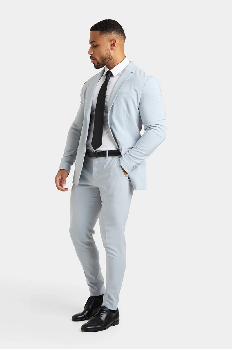 True Muscle Fit Tech Suit Jacket in Light Grey - Image 5