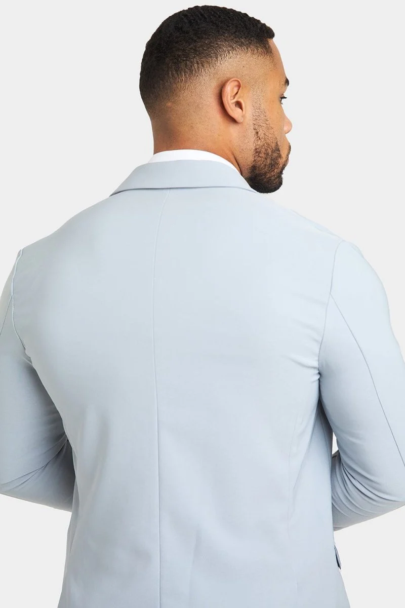 True Muscle Fit Tech Suit Jacket in Light Grey - Image 6