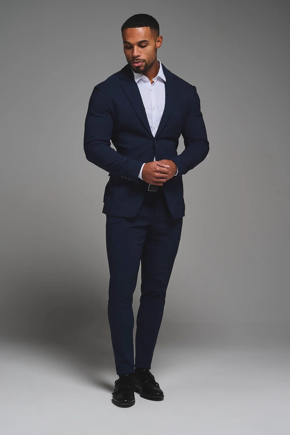 True Muscle Fit Tech Suit Jacket in Navy - Image 3