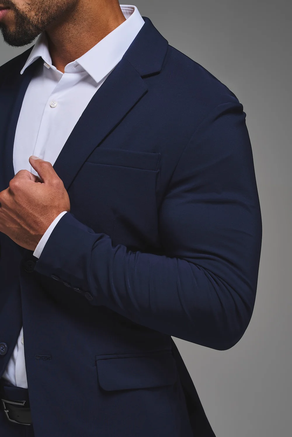 True Muscle Fit Tech Suit Jacket in Navy - Image 4