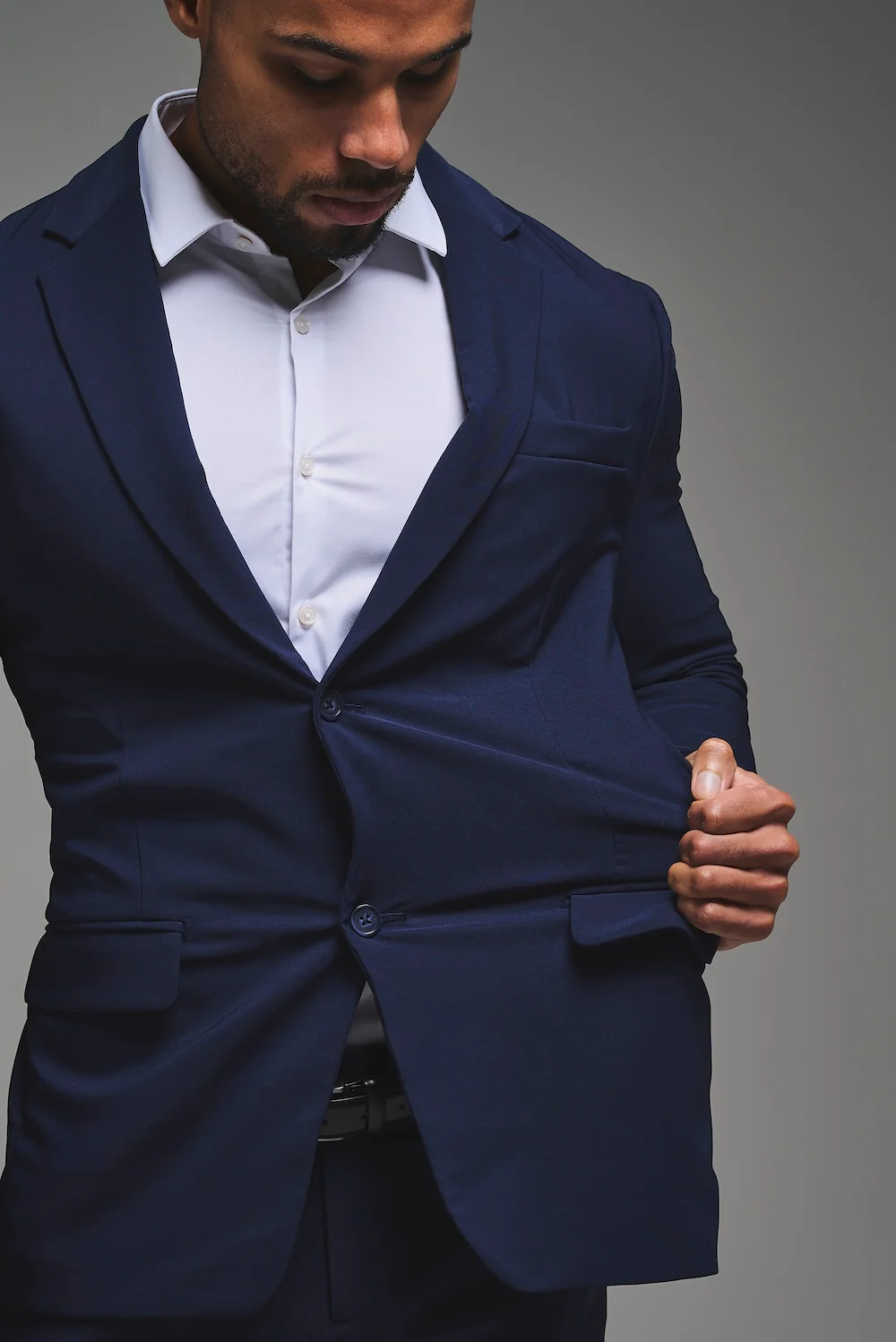 True Muscle Fit Tech Suit Jacket in Navy - Image 6