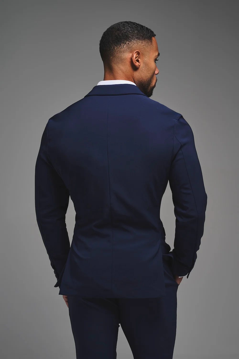True Muscle Fit Tech Suit Jacket in Navy - Image 7