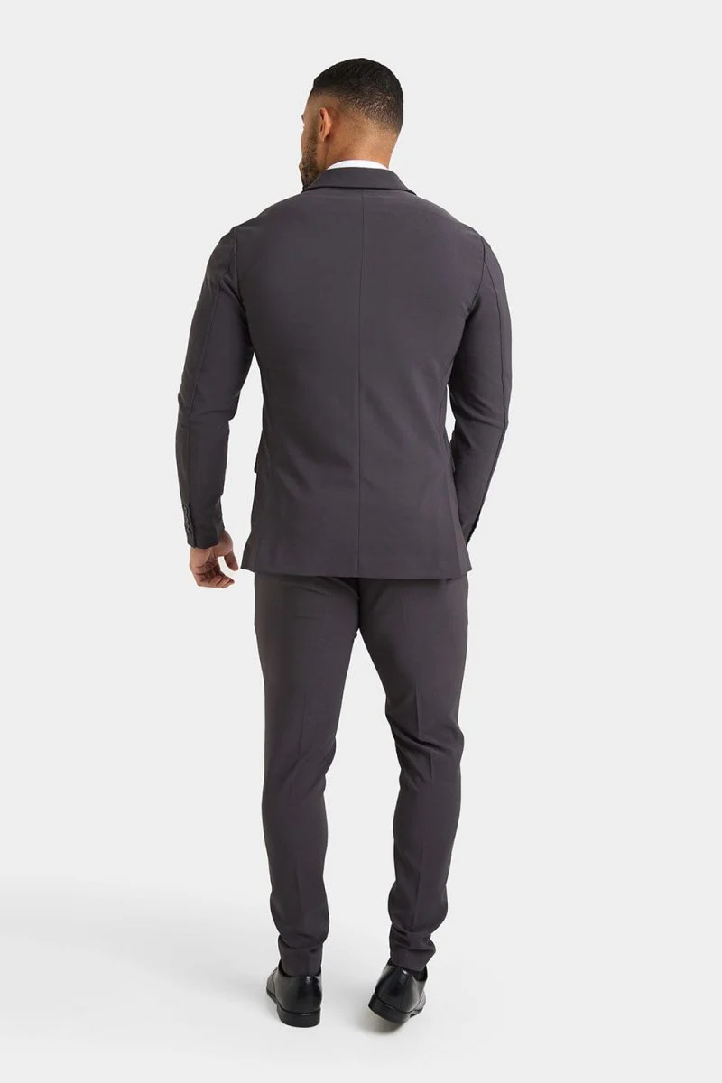 True Muscle Fit Tech Suit Jacket in Slate Grey - Image 7