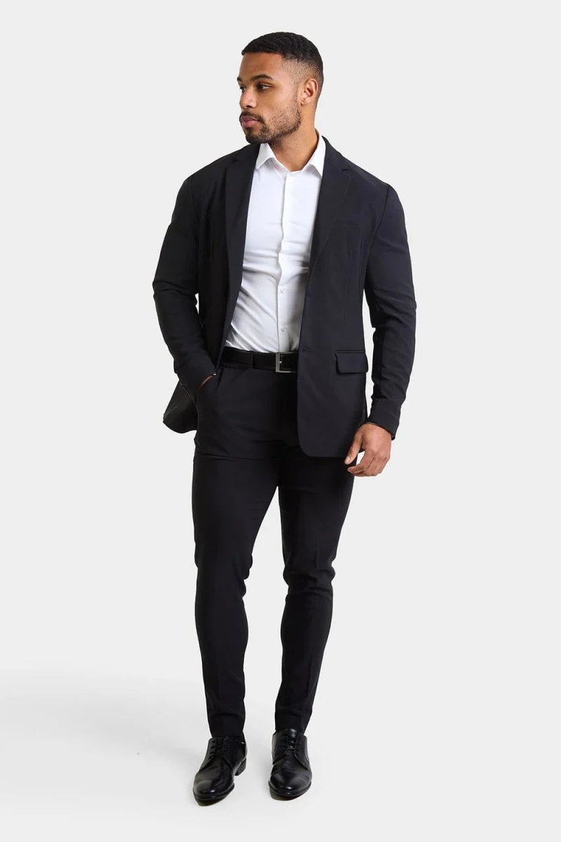 True Muscle Fit Tech Suit Trousers in Black - Image 5