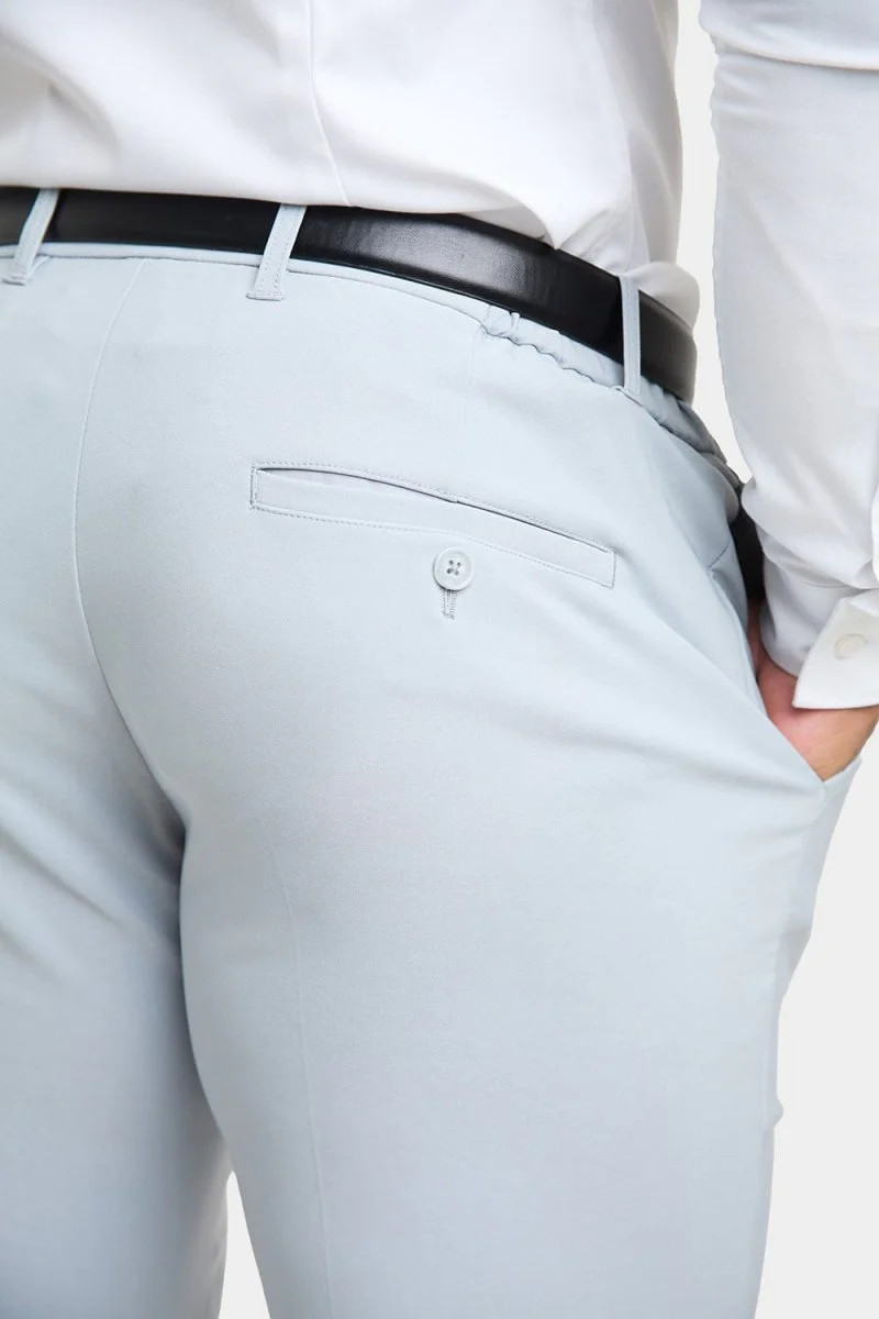 True Muscle Fit Tech Suit Trousers in Light Grey - Image 5