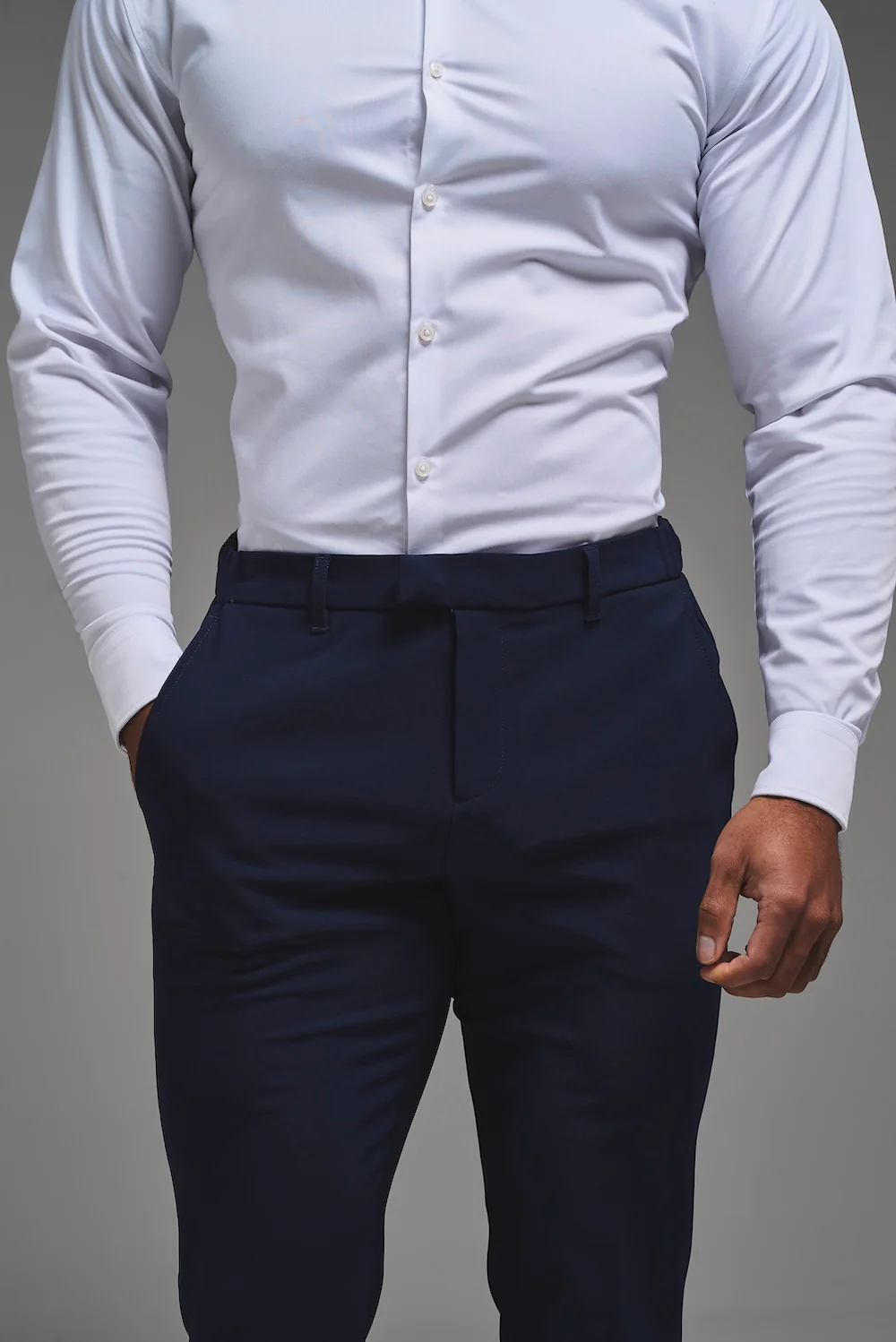 True Muscle Fit Tech Suit Trousers in Navy - Image 3