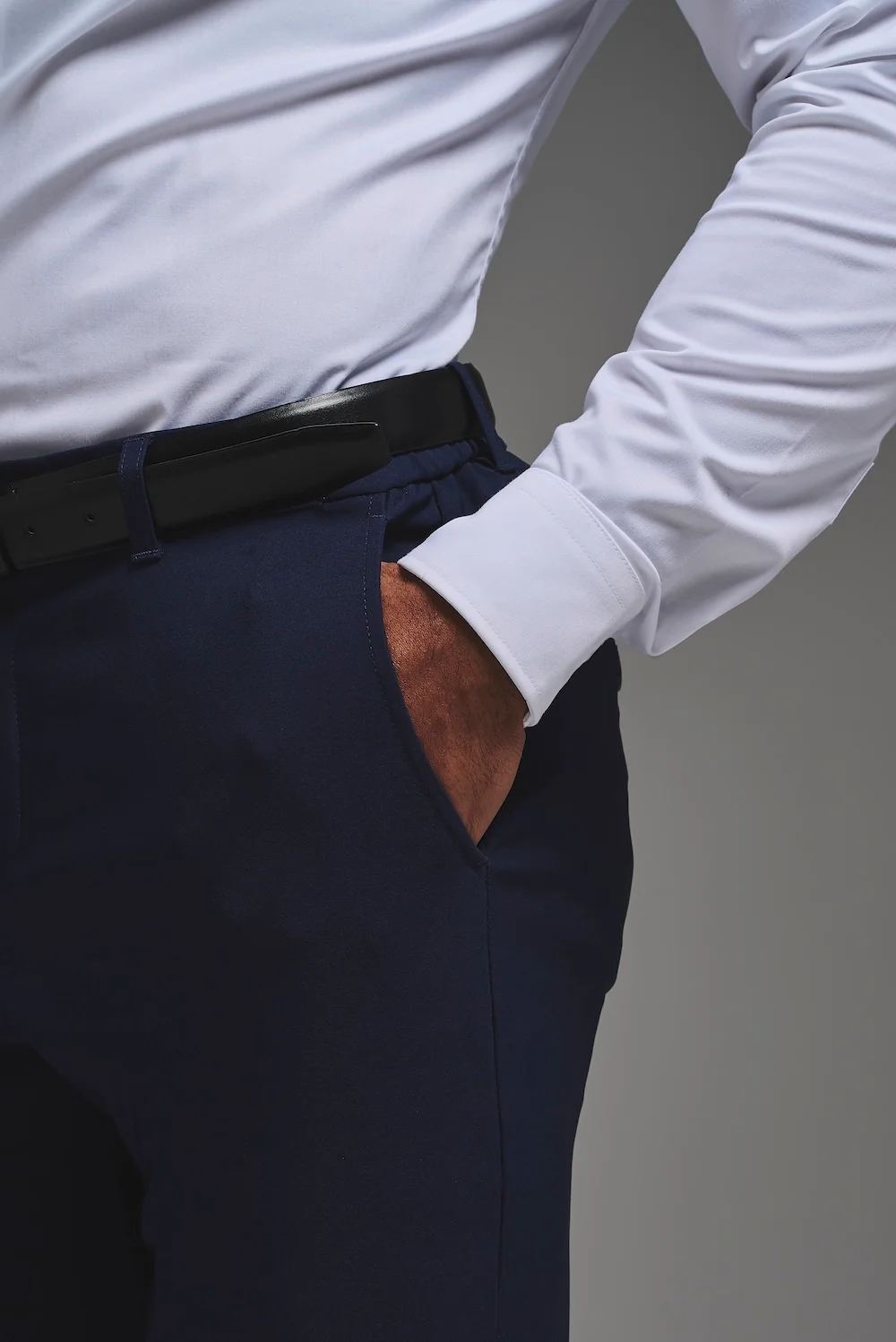 True Muscle Fit Tech Suit Trousers in Navy - Image 4
