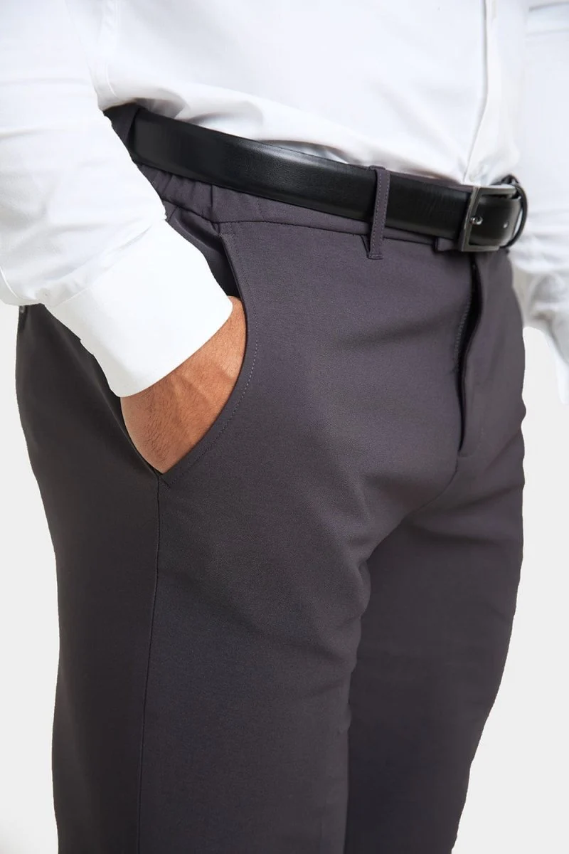 True Muscle Fit Tech Suit Trousers in Slate Grey - Image 3