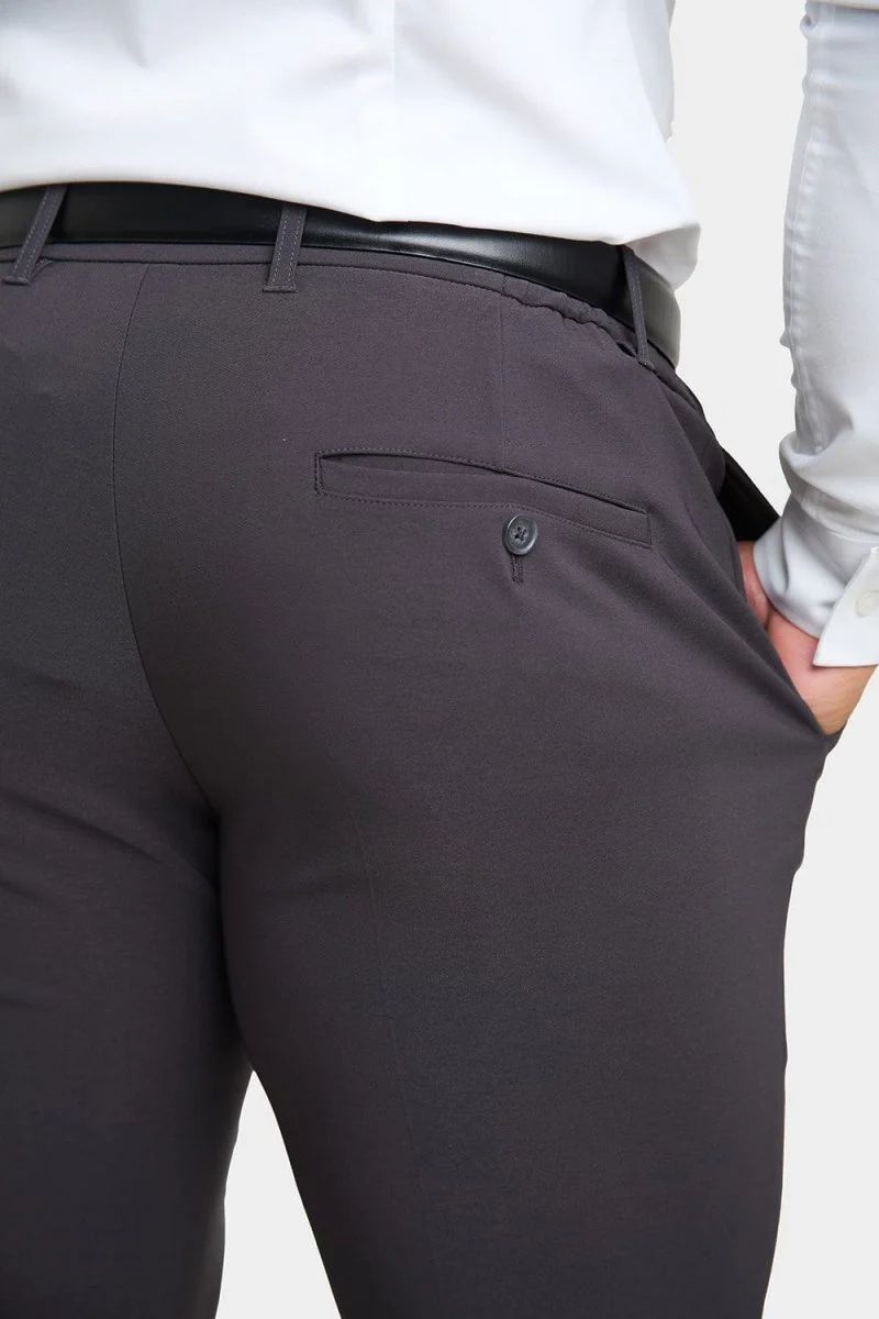 True Muscle Fit Tech Suit Trousers in Slate Grey - Image 6