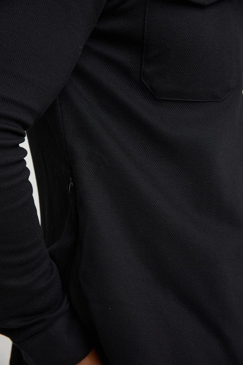 Twill Jersey Overshirt in Black - Image 6