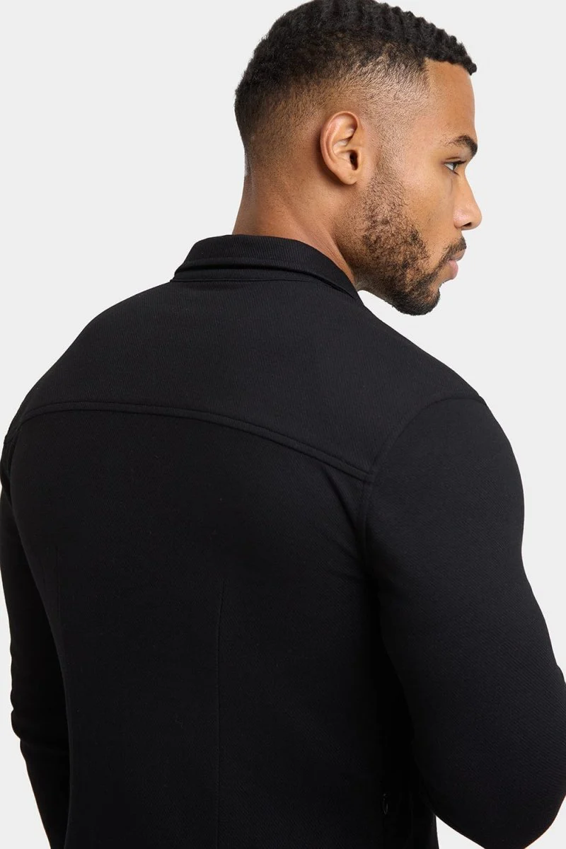Twill Jersey Overshirt in Black - Image 7