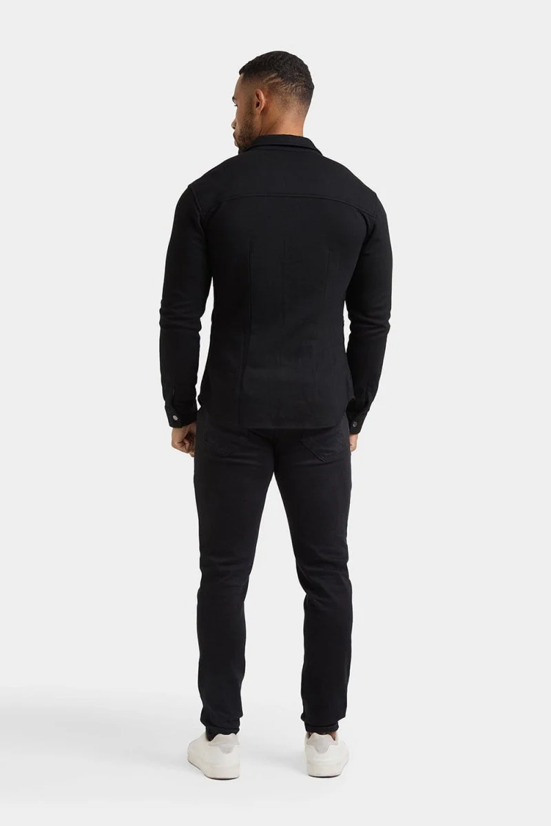 Twill Jersey Overshirt in Black - Image 8