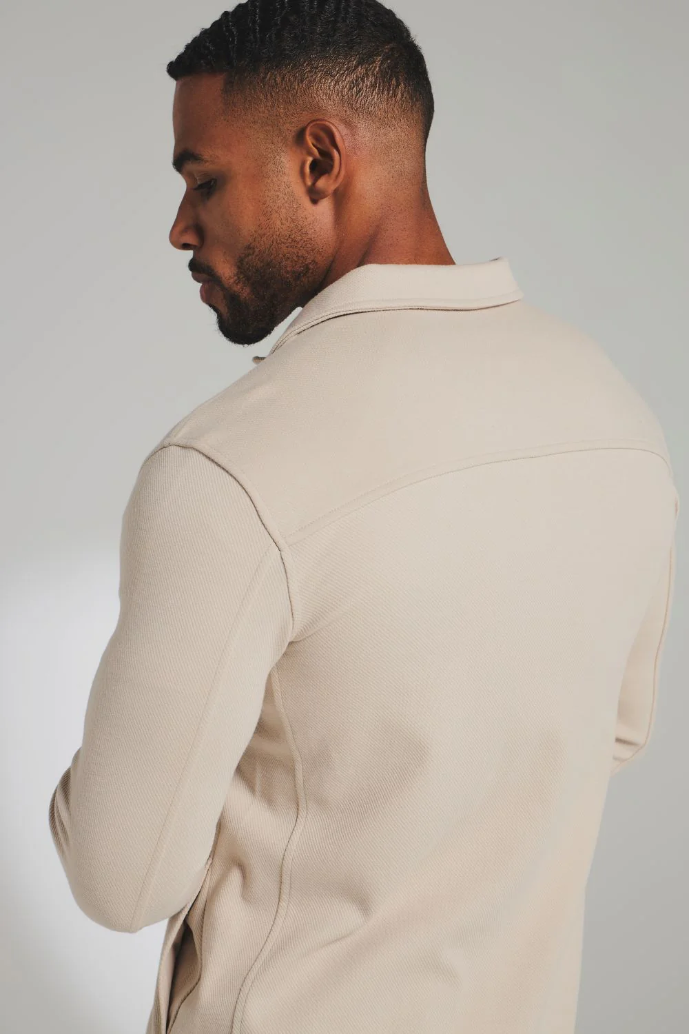 Twill Jersey Shacket in Stone - Image 6